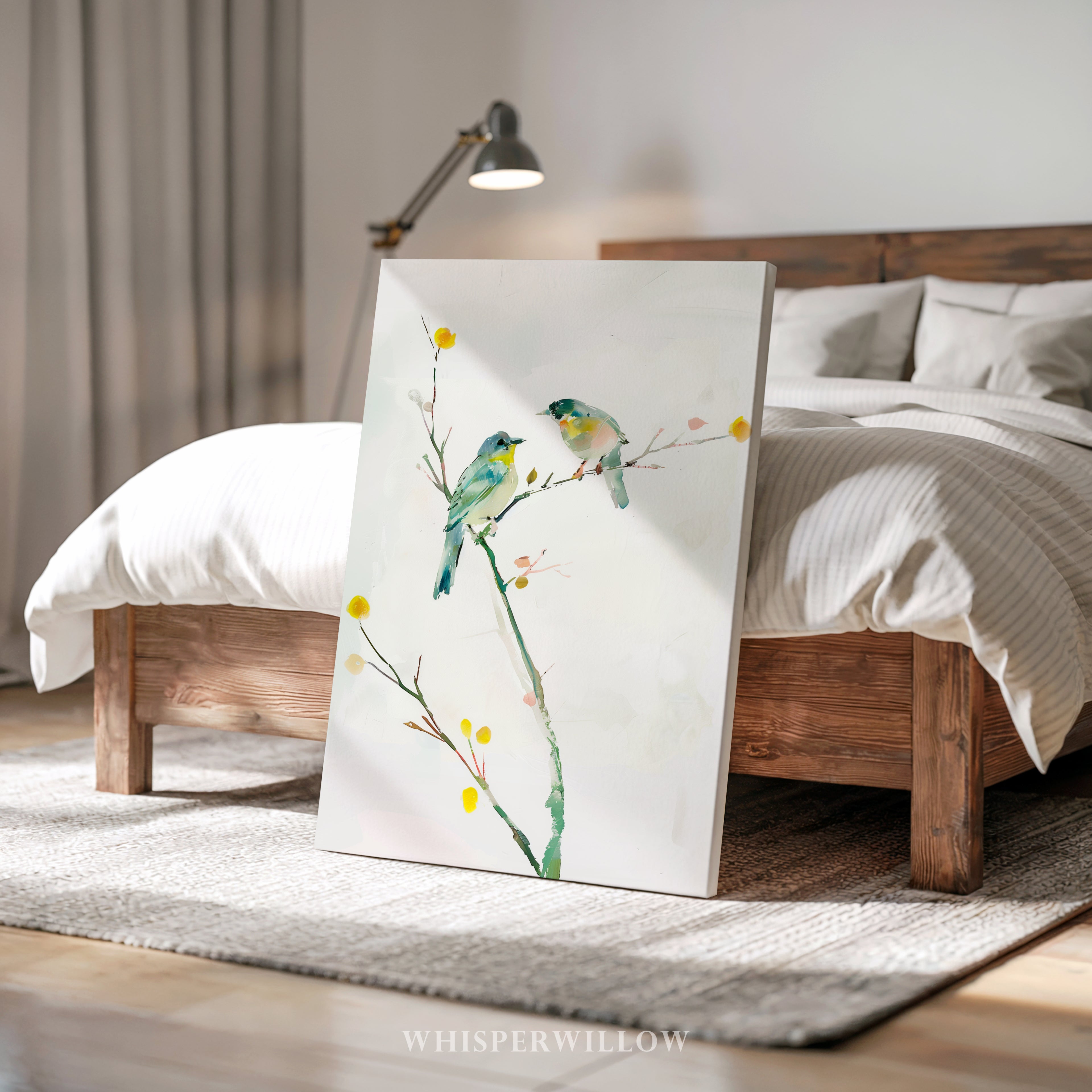 Leinwandbild | Romantischer Vogeldruck | Minimalistische Naturdekoration