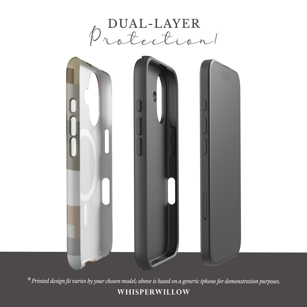 Neutral Aesthetic Phone Case | Minimalist Abstract Art | Compatible with iPhone MagSafe | Color Block Modern Gift