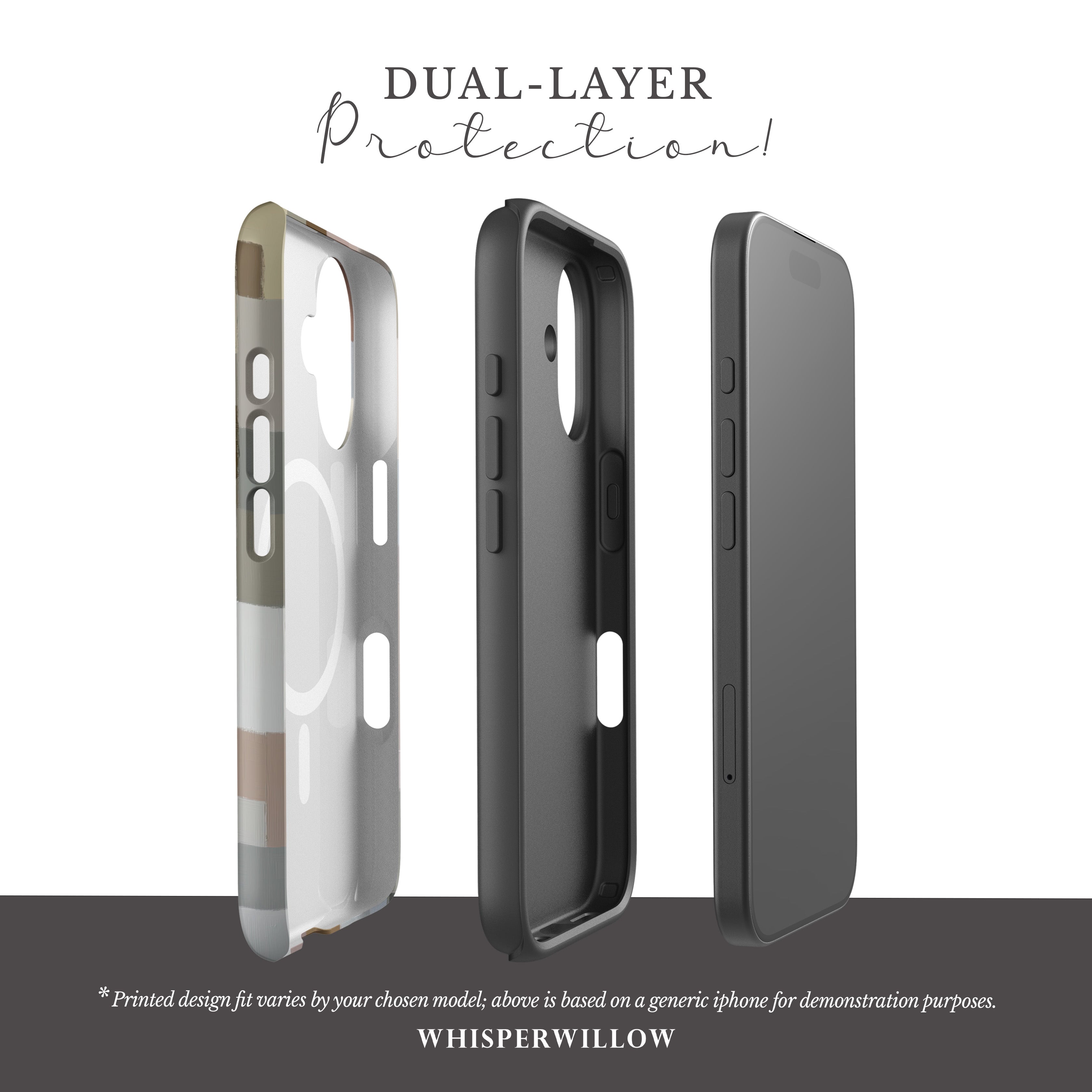 Neutral Aesthetic Phone Case | Minimalist Abstract Art | Compatible with iPhone MagSafe | Color Block Modern Gift