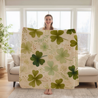 St Patricks Day Plush Throw Blanket, Shamrock Clover Green Floral Botanical, St Paddy Cozy Home Decor, Gift for Kids and Adults by WhisperWillow Studios Home Decor 