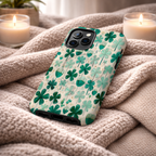 Teal Shamrock Magnetic Phone Case | Compatible with iPhone | Lucky Four Leaf Clover Cover