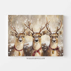 Snowy Holiday Reindeer Trio Canvas Wall Art Christmas Winter Home Decor Gift