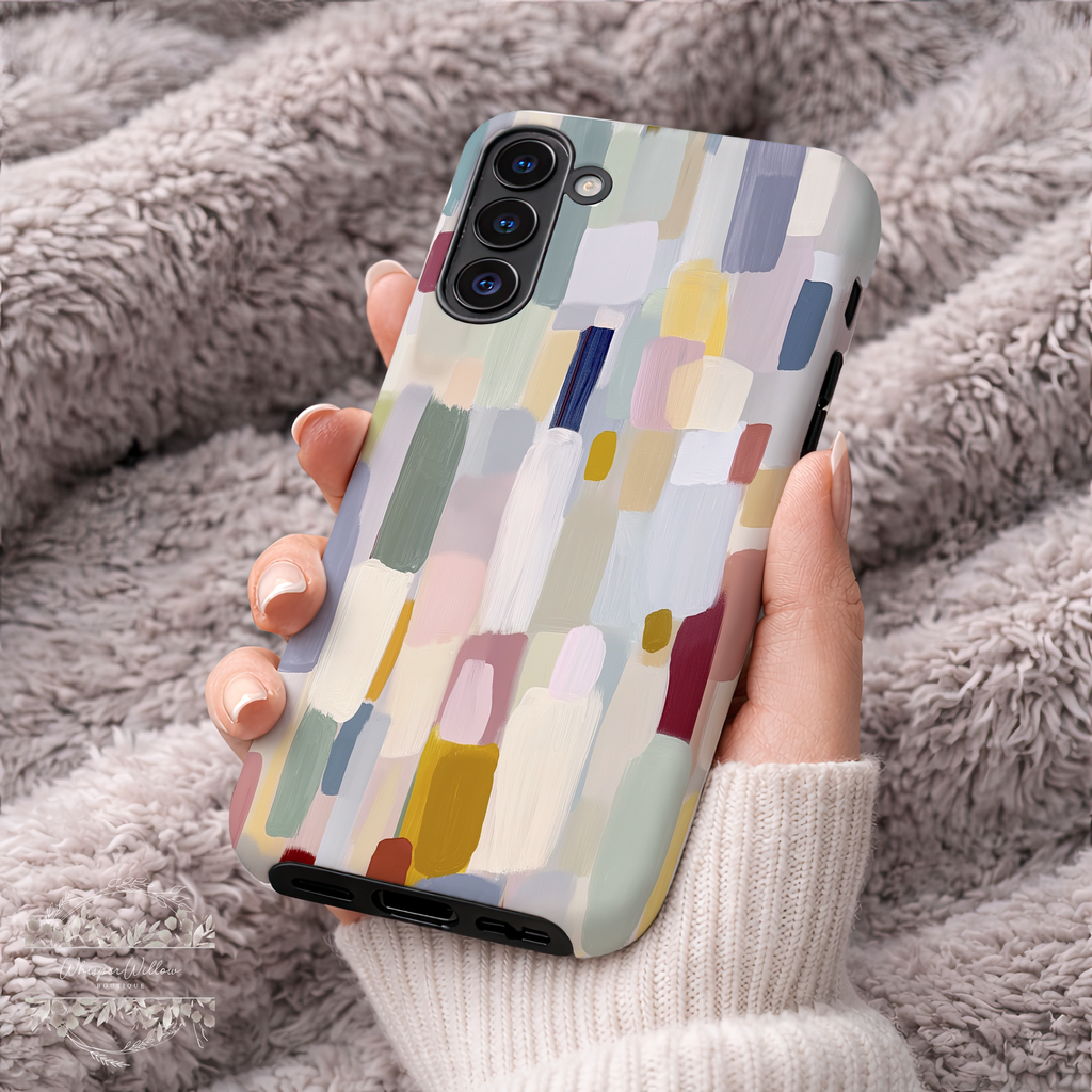 Pastel Color Block Phone Case | Compatible with Samsung | Aesthetic Geometric Art | Modern Minimalist Abstract Colorful Design Cover