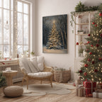 Weihnachtsbaum-Leinwandbild – Bezaubernde verschneite Waldszene, zauberhafte Winterdekoration