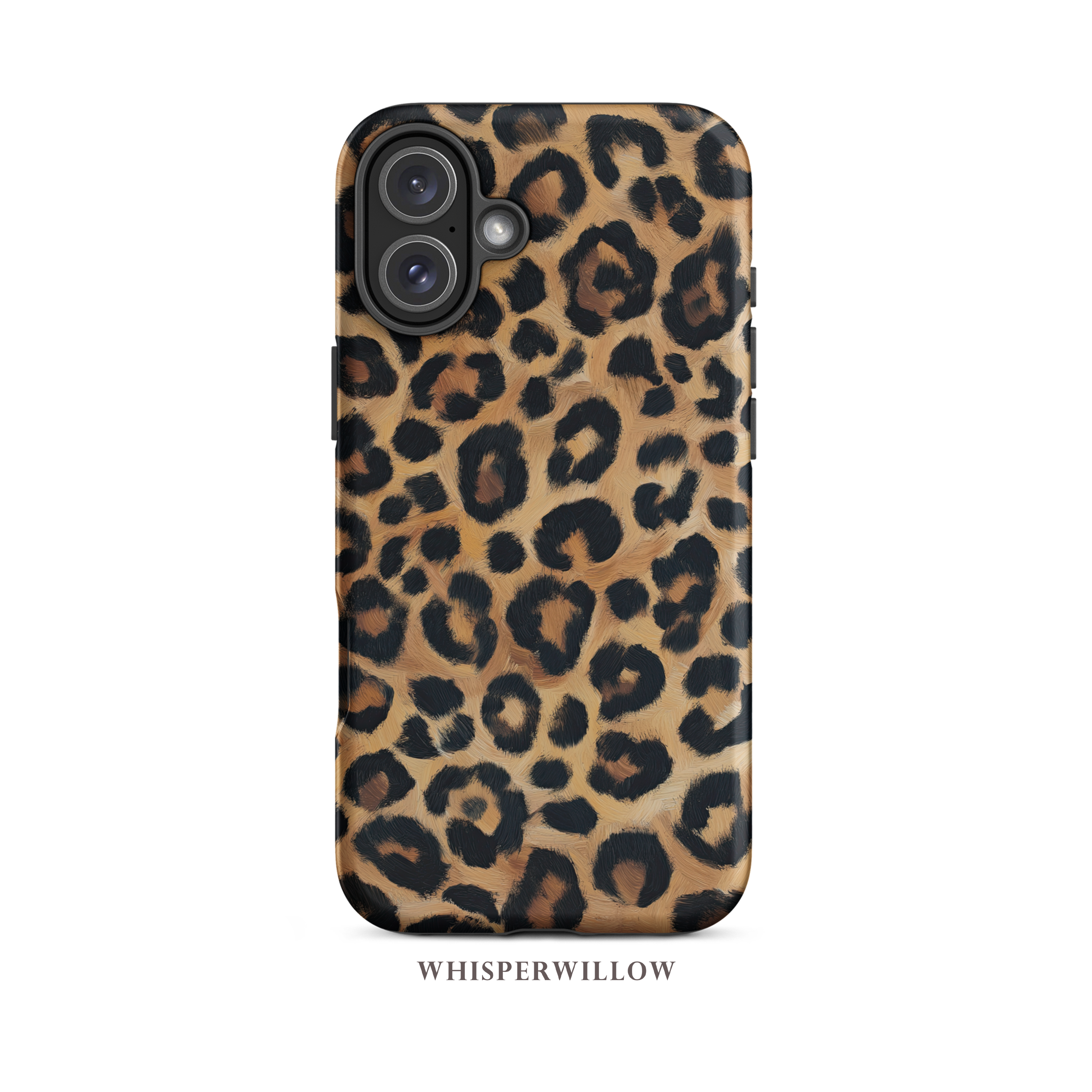 Leopard Print Dual Layer Phone Case | iPhone Compatible | Matte Protective Cover by WhisperWillow Studios