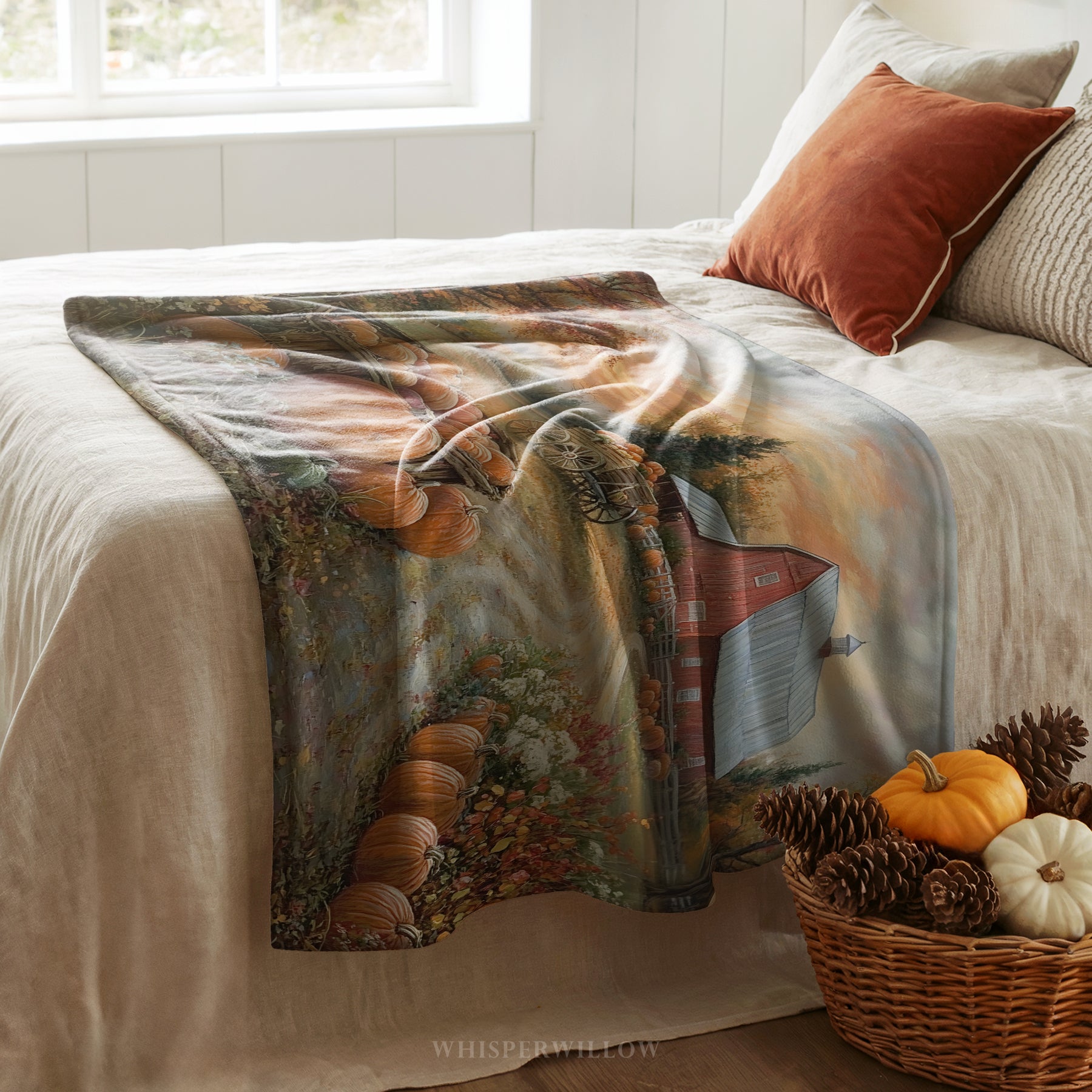 Autumn Pumpkin Throw Blanket - Cozy Barn Fall Harvest Gift