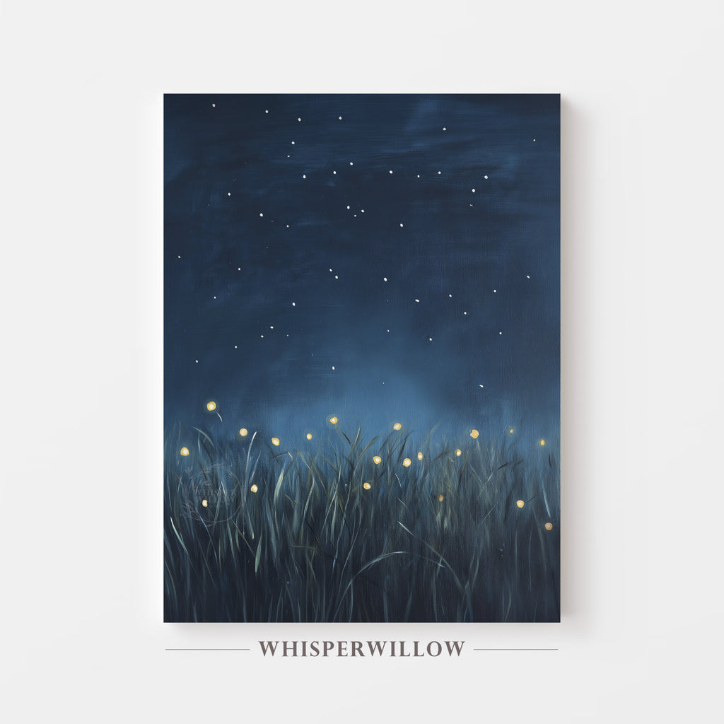 Fireflies in the Grass at Night Canvas Wall Art Home Decor Gift