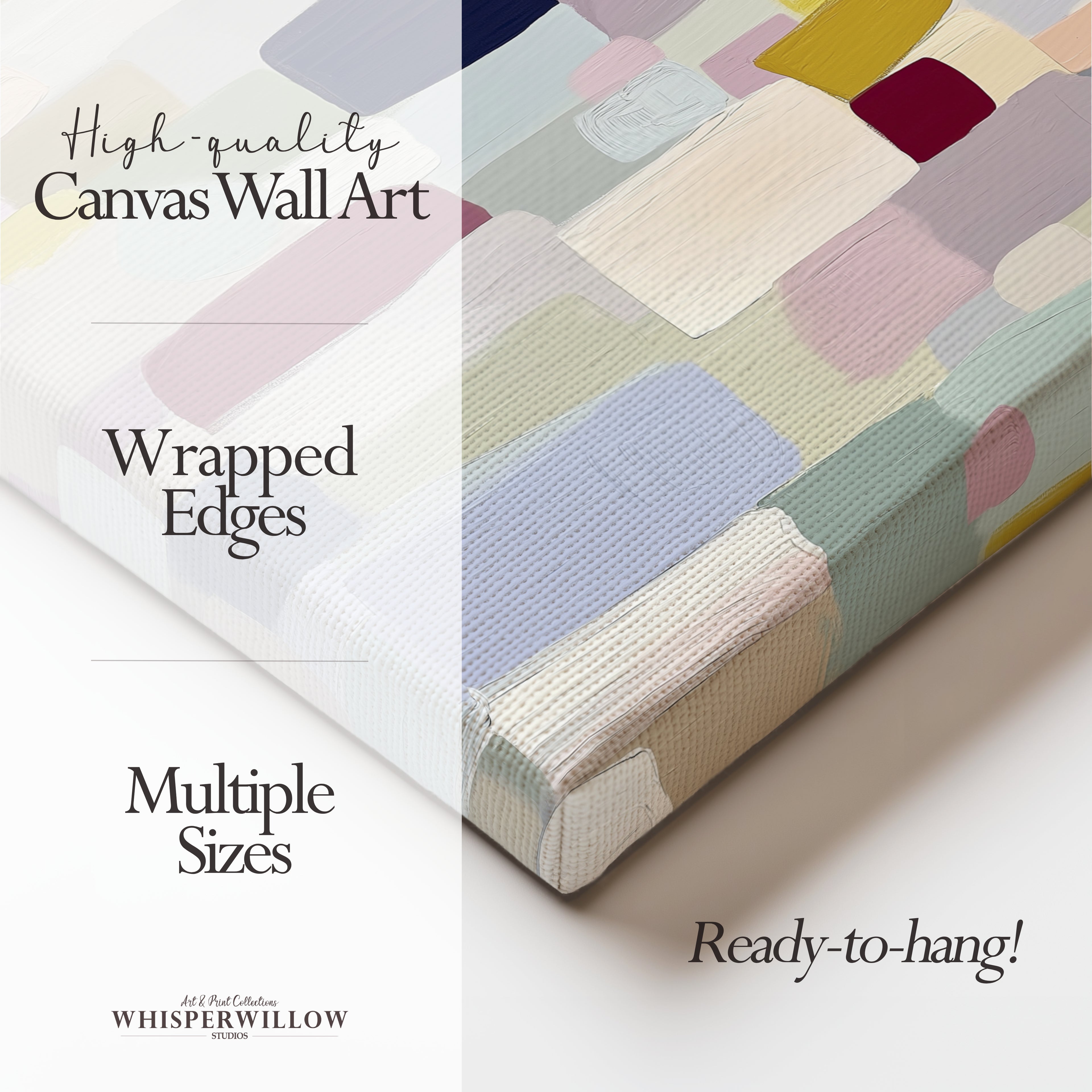 Pastellfarbene geometrische Leinwandbilder – Modernes abstraktes minimalistisches Design mit farbenfrohen Blöcken