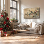 Leinwandbild | Rustikaler Zweig mit roten Beeren | Weihnachts- und Herbstdekoration