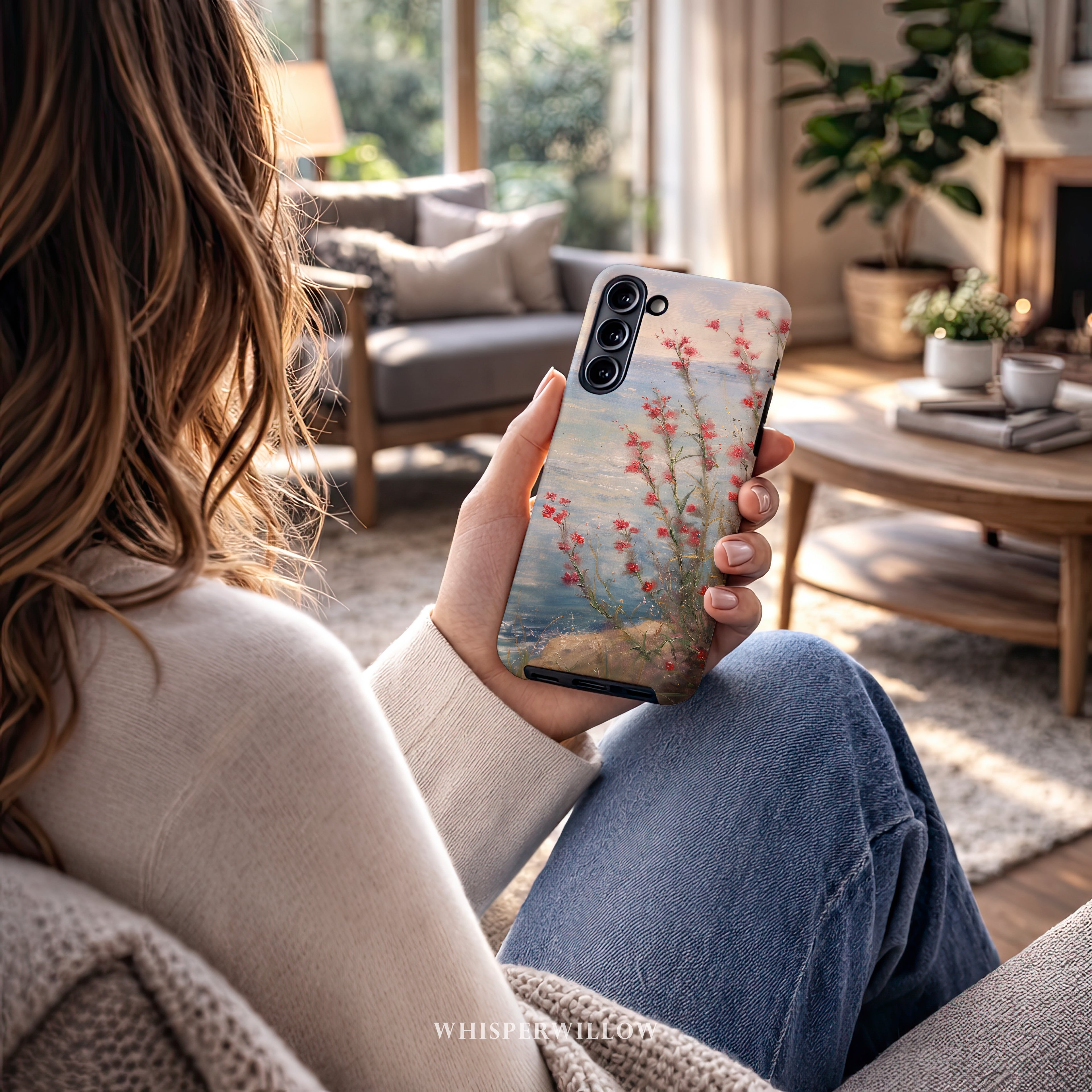 Coastal Wildflower Phone Case | Floral Aesthetic Art | Compatible with Samsung – Nature Lake Pastel Spring Summer Gift