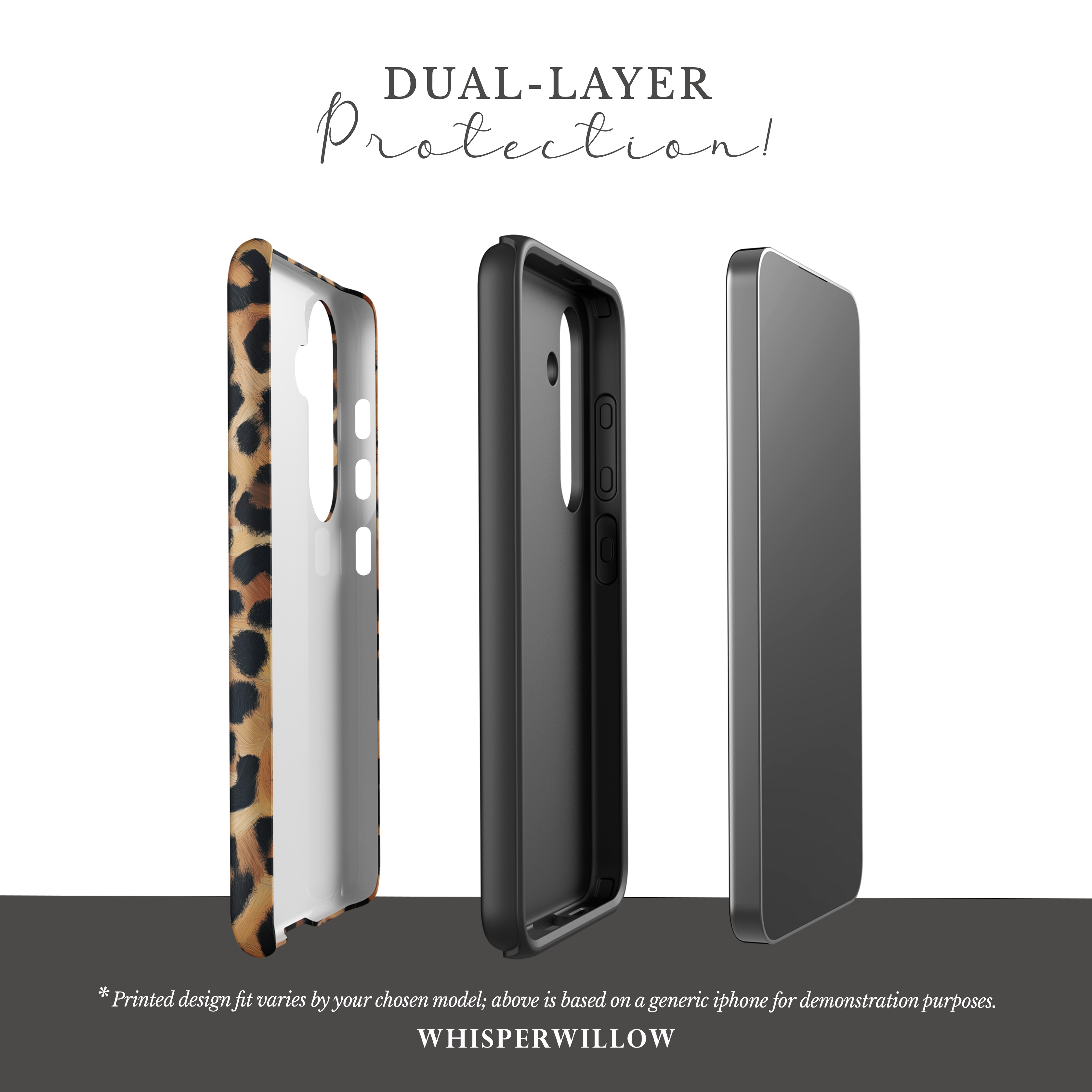 Leopard Print Dual Layer Phone Case | Compatible with Samsung | Matte Protective Cover