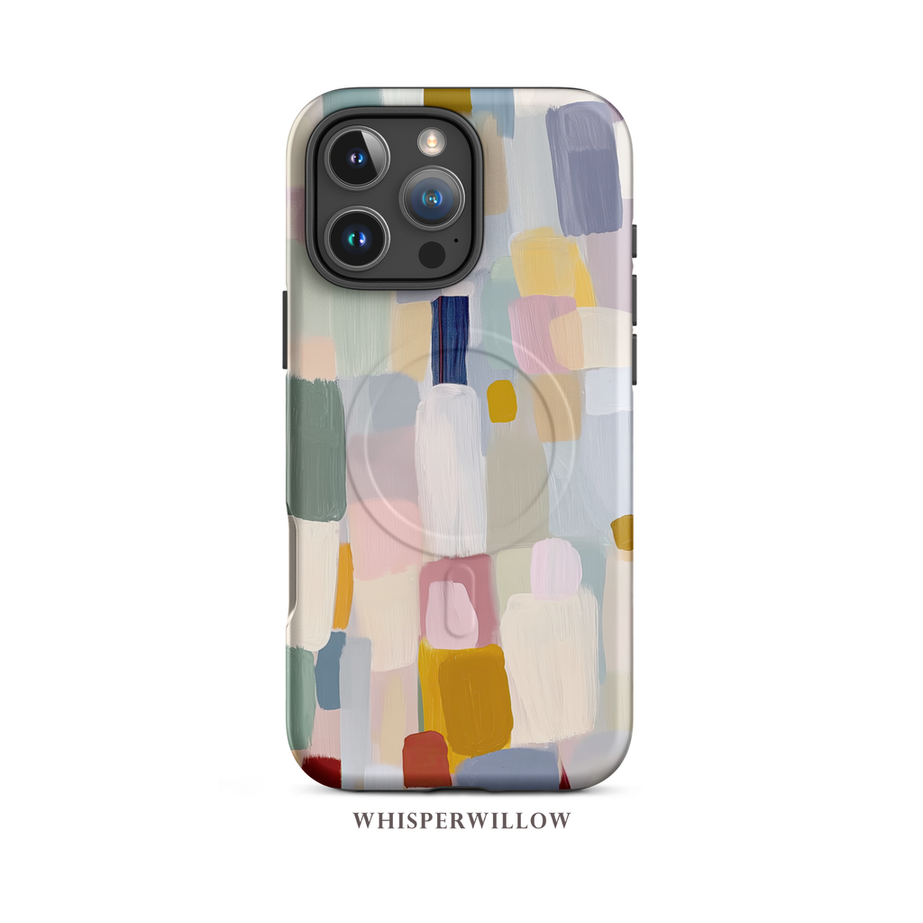 Pastel Color Block Phone Case | Compatible with MagSafe | Aesthetic Abstract Art | Minimalist Modern Cover Gift by WhisperWillow Studios