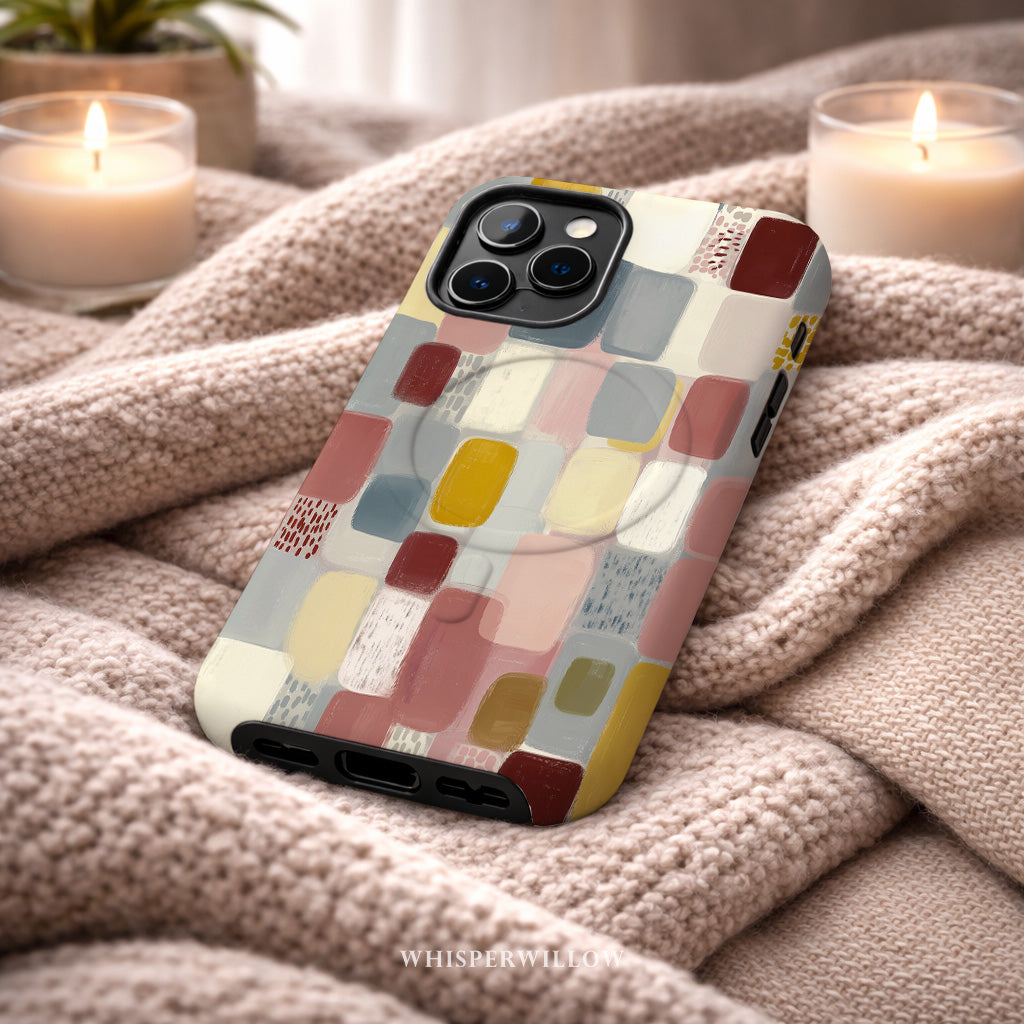 Abstract Color Block Phone Case | Compatible with MagSafe Charging | Cute Aesthetic Artistic Colorful Modern Neutral Gift