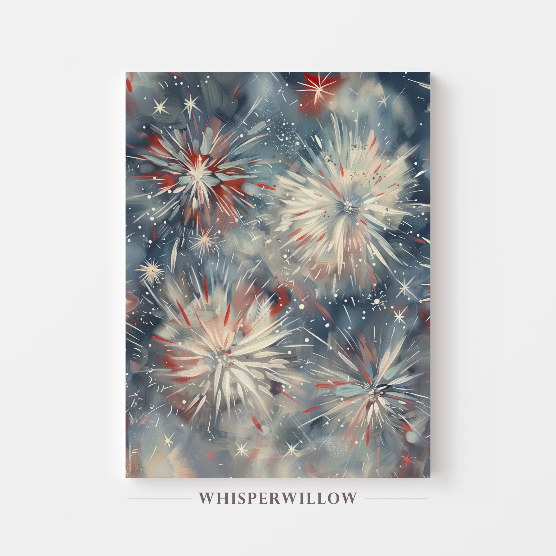 Leinwandbild mit Feuerwerk zum 4. Juli | Feierlichkeiten zum Unabhängigkeitstag | Patriotische Dekoration in Rot, Weiß und Blau