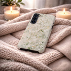 Cream White Floral Phone Case | Compatible with Samsung | Elegant Abstract Flower Art | Minimalist Aesthetic