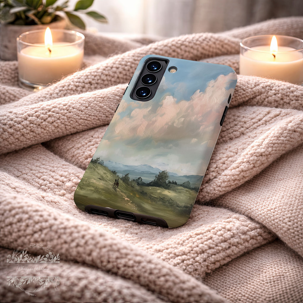 Pastel Sky Landscape Phone Case | Compatible with Samsung Devices | Colorful Scenic Hills Aesthetic Art