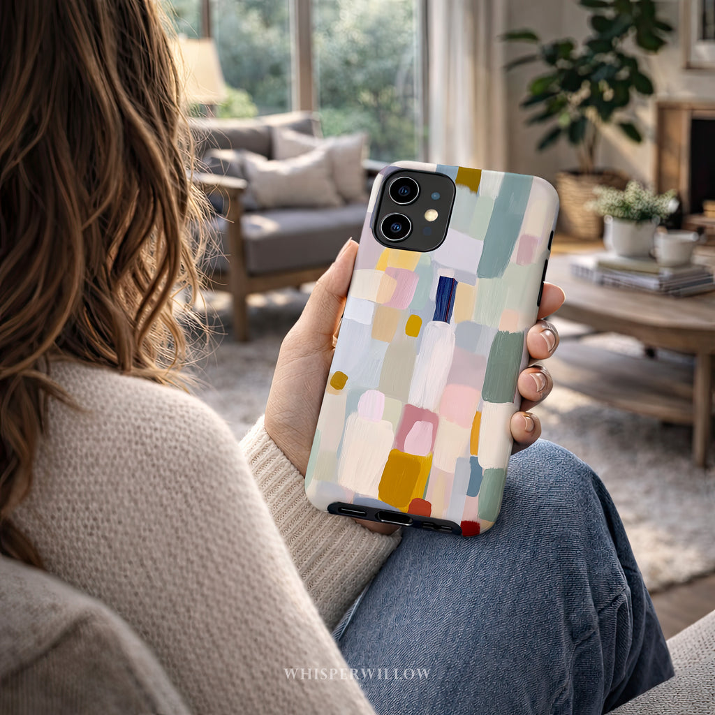 Pastel Color Block Phone Case | Compatible with iPhone | Abstract Aesthetic Geometric Art Cover