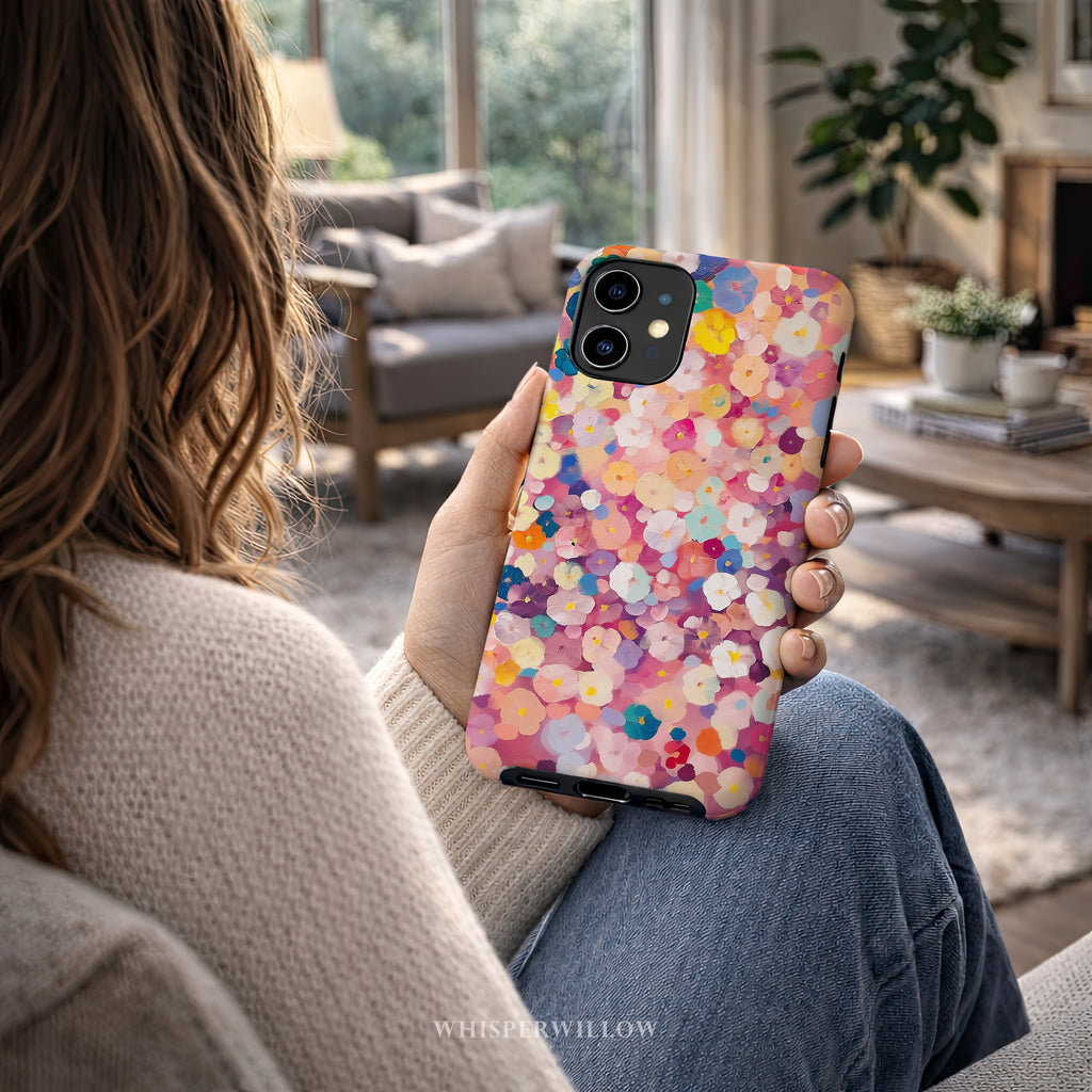 Colorful Floral Confetti Phone Case | Compatible with iPhone | Abstract Garden Pattern Cover