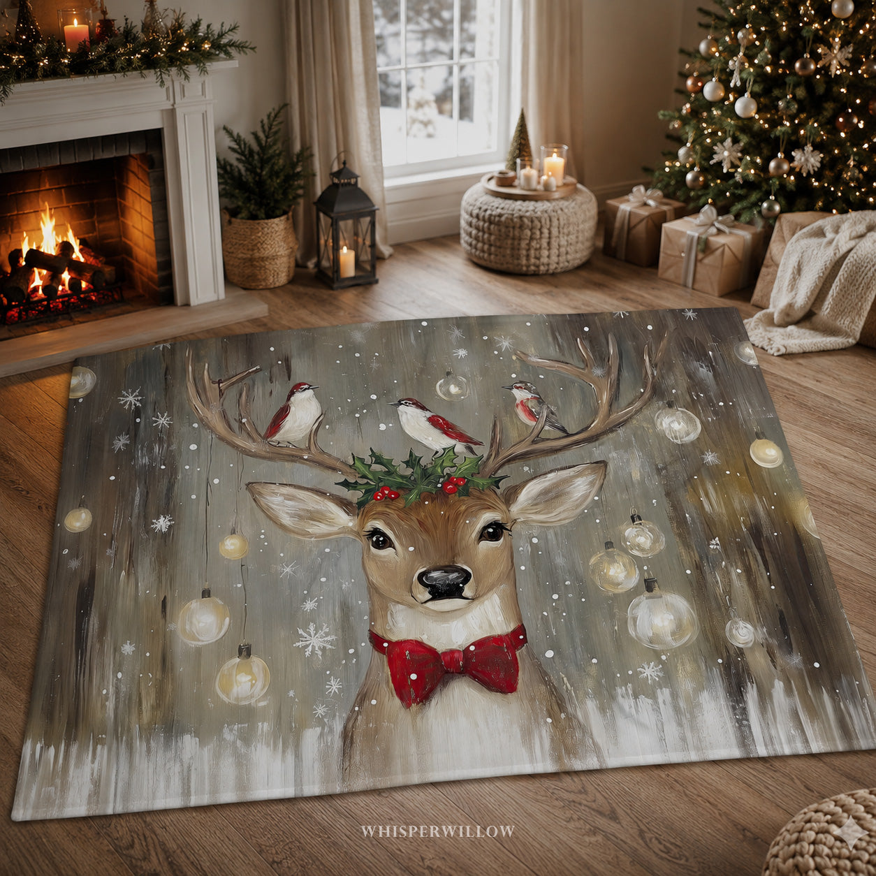 Christmas Deer Throw Blanket - Winter Holiday Reindeer Snow Gift