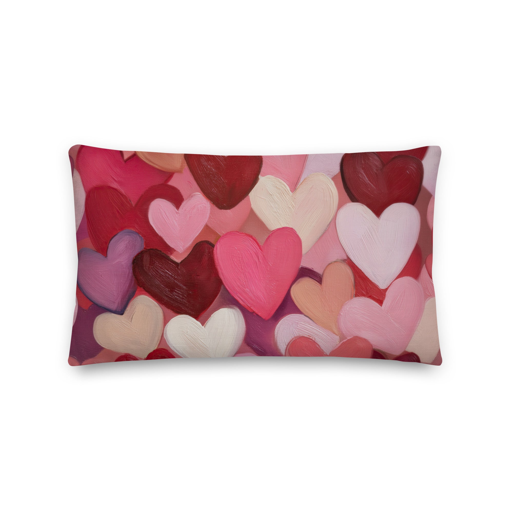 Dekokissen mit rosa-rotem Herz | Abstraktes Liebesdekor | Romantisches Dekokissen für Valentinstag