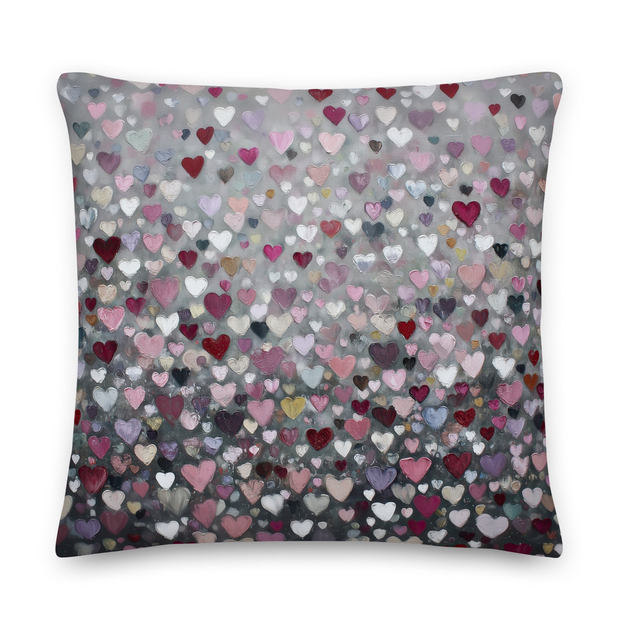 Coussin décoratif à motif cœur abstrait | Romantique | Motif amour rose, rouge et gris