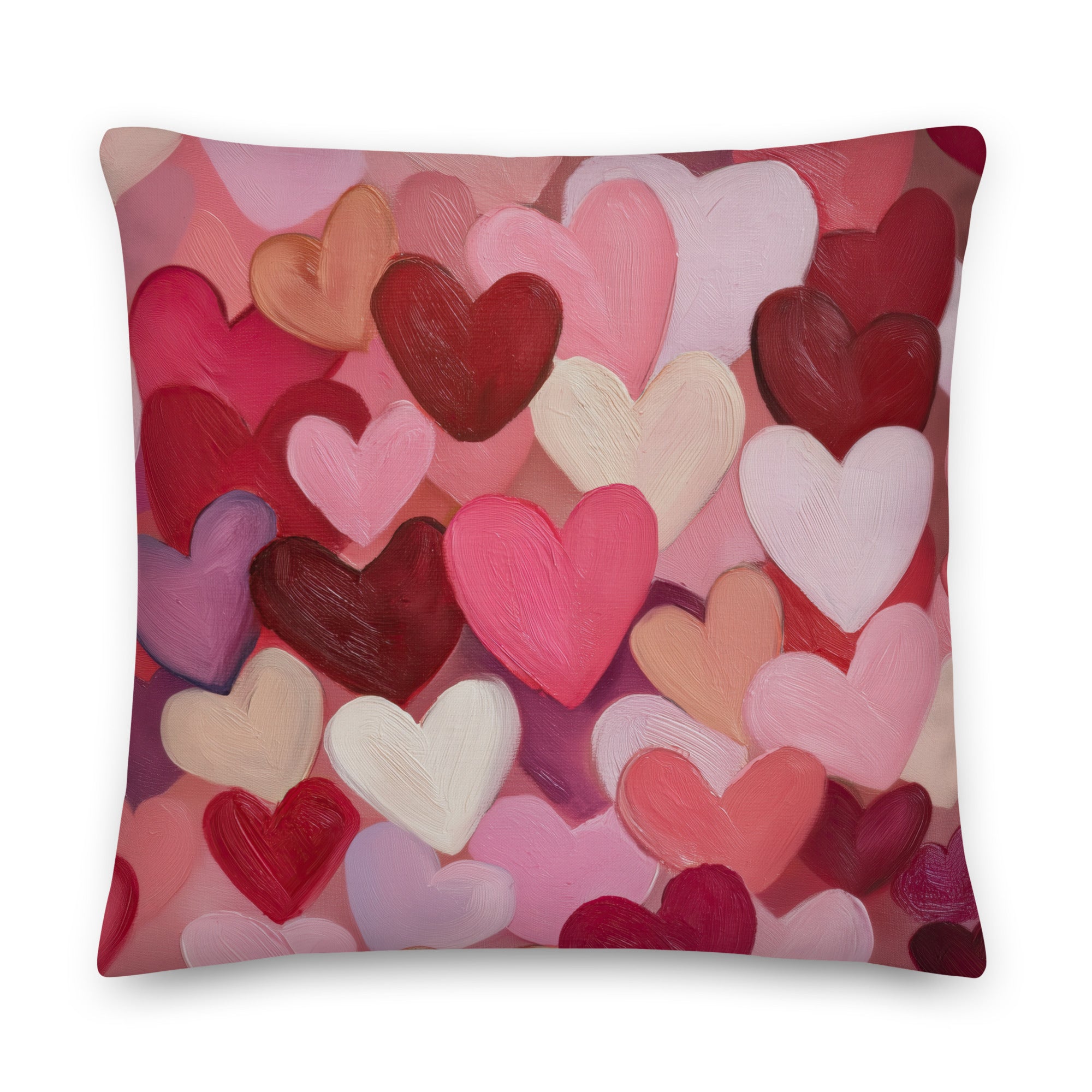 Dekokissen mit rosa-rotem Herz | Abstraktes Liebesdekor | Romantisches Dekokissen für Valentinstag