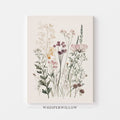 Wildflower Meadow Canvas Wall Art | Neutral Botanical Floral Illustration | Cottagecore Vintage Nature Decor | Minimalist Bedroom Artwork Home Decor by WhisperWillow Studios