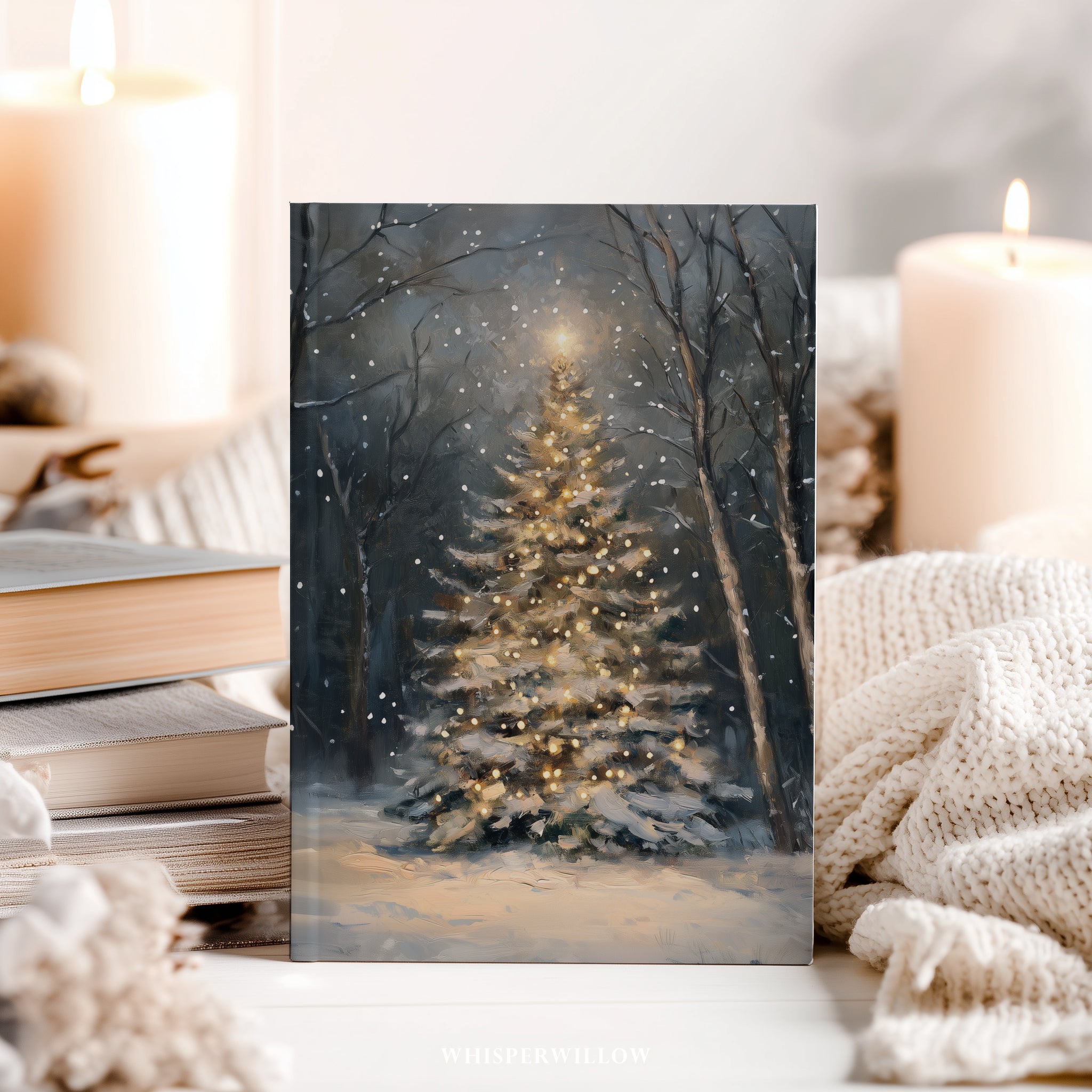 Magischer Weihnachtsbaum im Wald – Hardcover-Notizbuch mit leuchtendem Weihnachtsbaum, winterlichem Waldmotiv