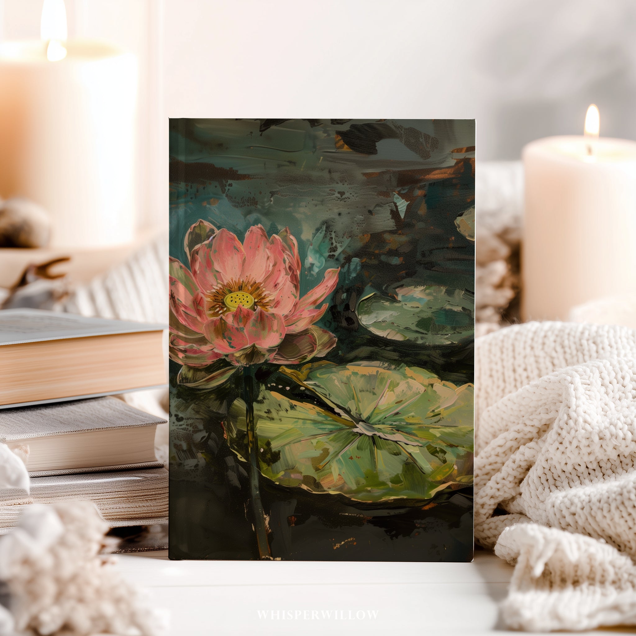 Pink Lotus Hardcover-Notizbuch – Floraler Wassergarten, botanisches Notizbuch als Geschenk