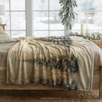 Winter Forest Throw Blanket - Snowy Trees Golden Lights Gift