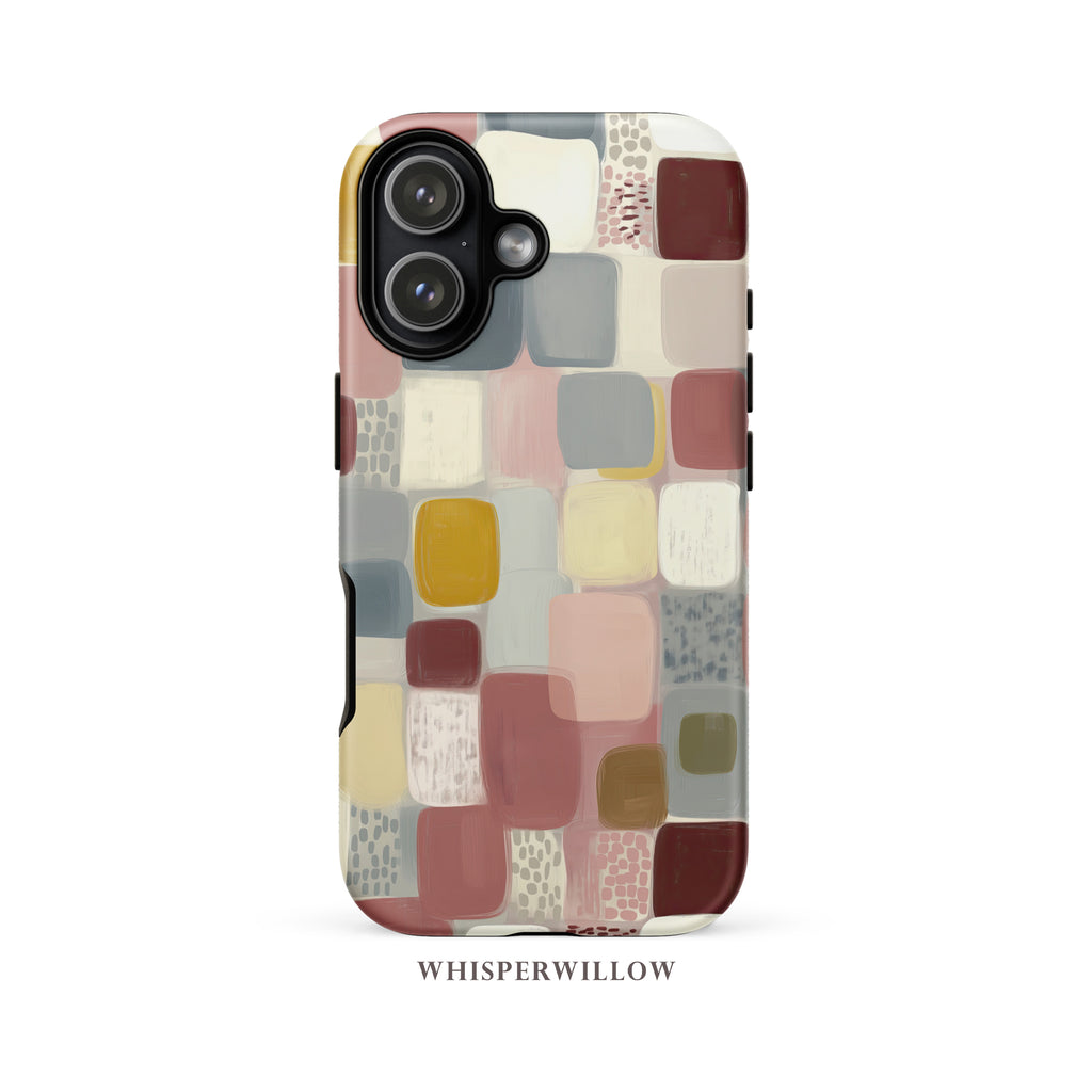 Geometric Abstract Phone Case | Compatible with iPhone Models | Colorful Minimalist Aesthetic Art Gift by WhisperWillow Studios