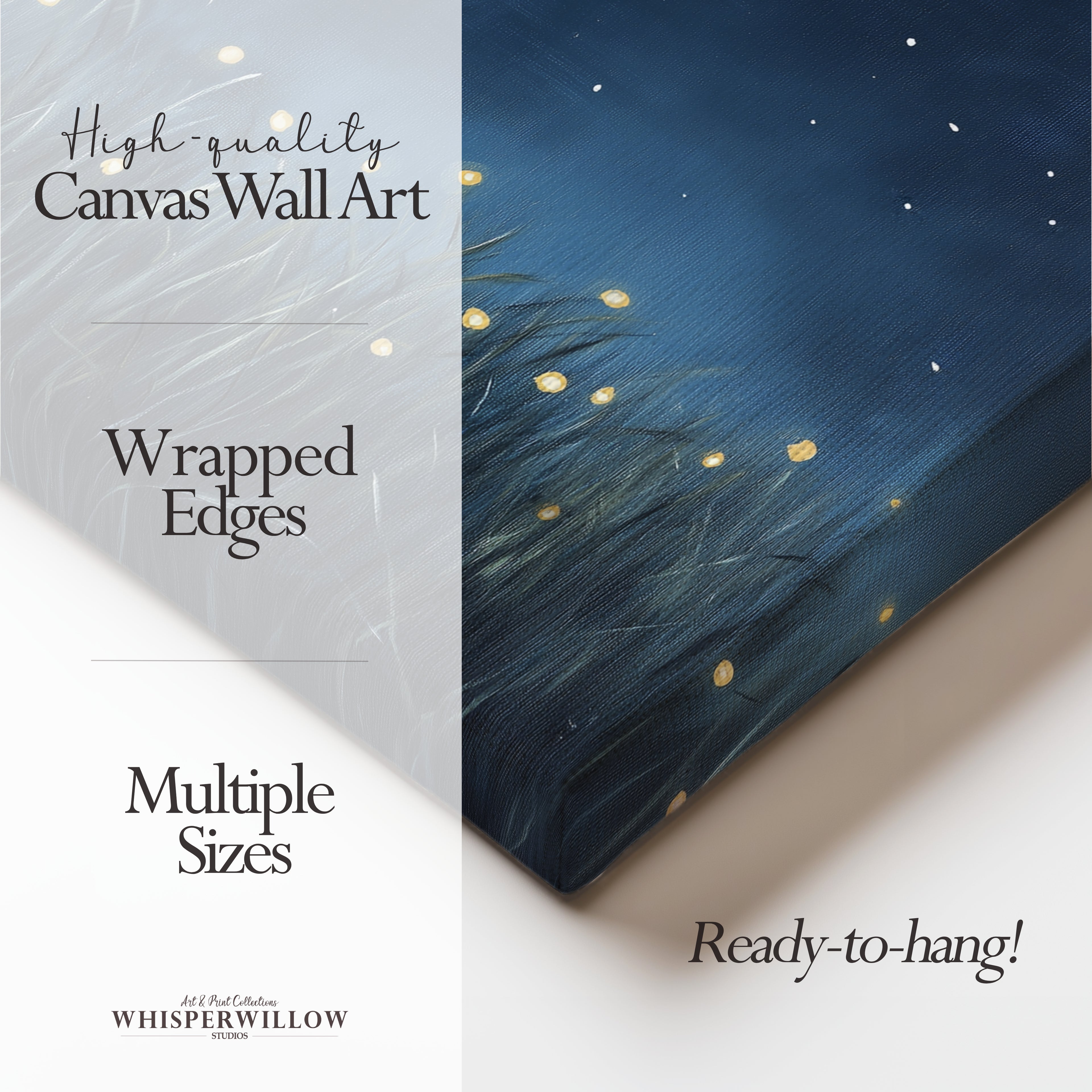 Glühwürmchen-Leinwandbild – Leuchtende Käfer, Sternennacht, dunkelblauer, funkelnder Himmel, magisch