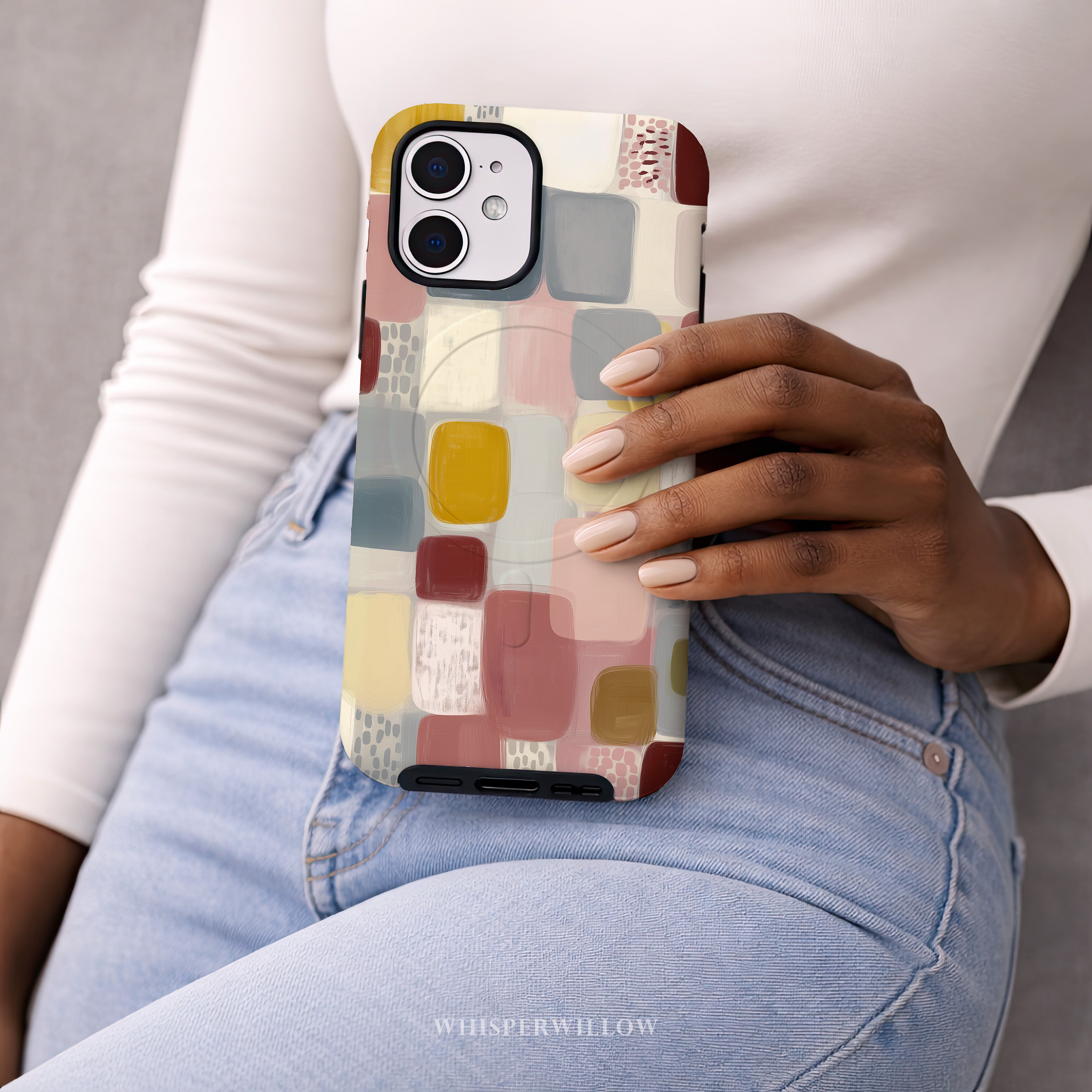 Abstract Color Block Phone Case | Compatible with MagSafe Charging | Cute Aesthetic Artistic Colorful Modern Neutral Gift