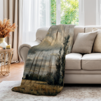 Moody Landscape Throw Blanket - Stormy Sky Meadow Tall Tree Gift