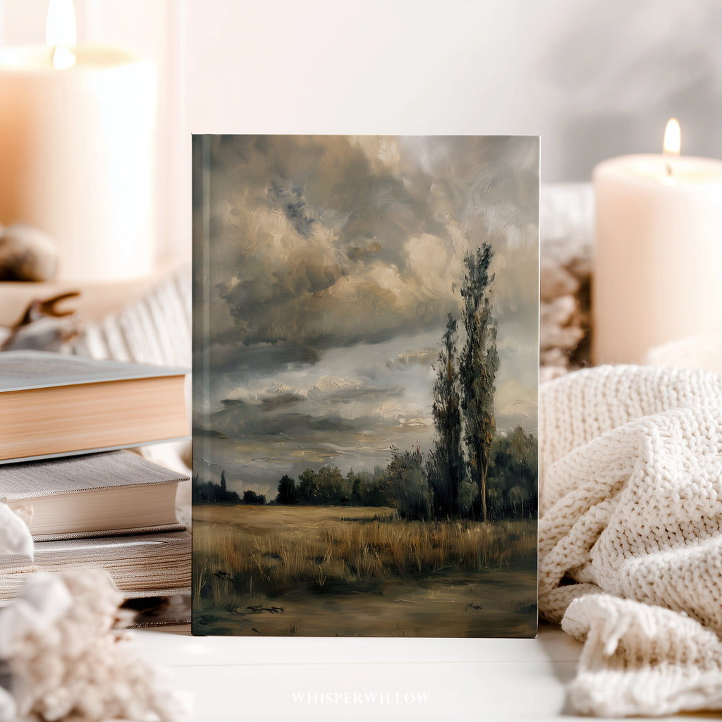 Moody Prairie Hardcover Journal - Stormy Countryside, Beautiful Landscape Notebook Gift