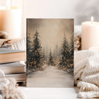 Notizbuch mit festem Einband: Winterwald mit Schneefall | Weihnachtslichter-Notizbuch | Weihnachtsgeschenk mit linierten Seiten