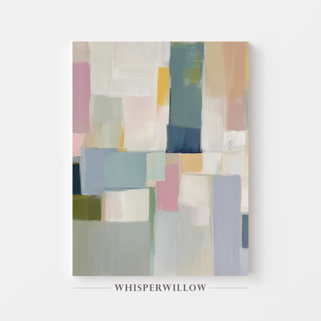 Abstract Pastel Geometric Canvas Wall Art Home Decor Gift
