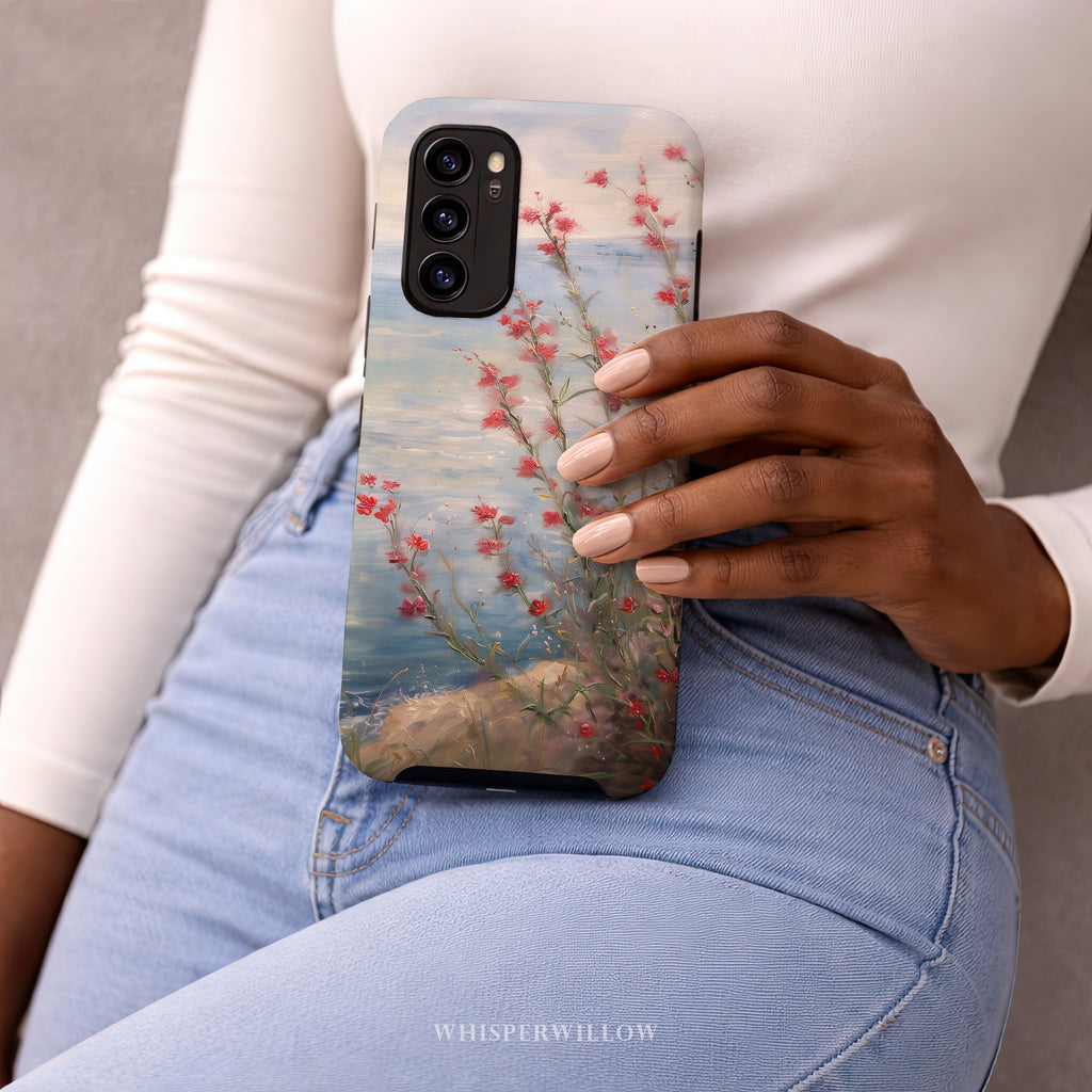 Coastal Wildflower Phone Case | Floral Aesthetic Art | Compatible with Samsung – Nature Lake Pastel Spring Summer Gift