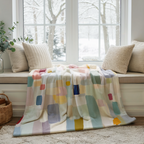 Abstract Pastel Throw Blanket - Modern Colorful Blocks Painted Art Gift