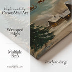 Weihnachtsdorf-Leinwandbild – Weihnachtsmannschlitten über mondbeschienener Szene, zauberhafte Rentiernacht