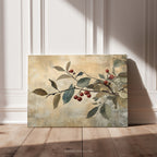 Leinwandbild | Rustikaler Zweig mit roten Beeren | Weihnachts- und Herbstdekoration