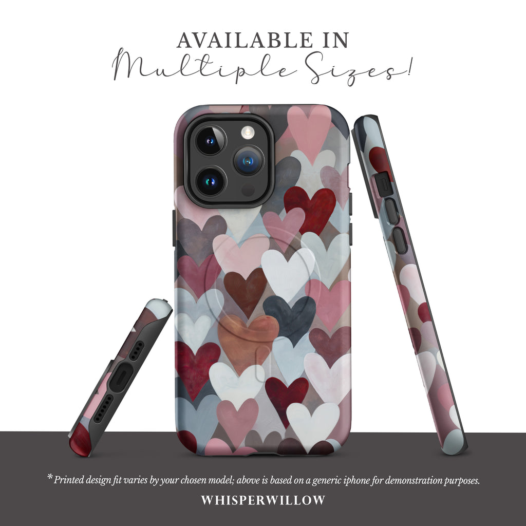 Cute Heart Pattern Phone Case | Romantic Valentine Design | Magnetic Charging Compatible with iPhone