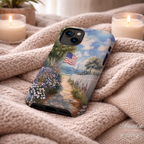 Coastal Art Phone Case | Compatible with iPhone Models | USA Flag Beach Sailboat Ocean Colorful Aesthetic