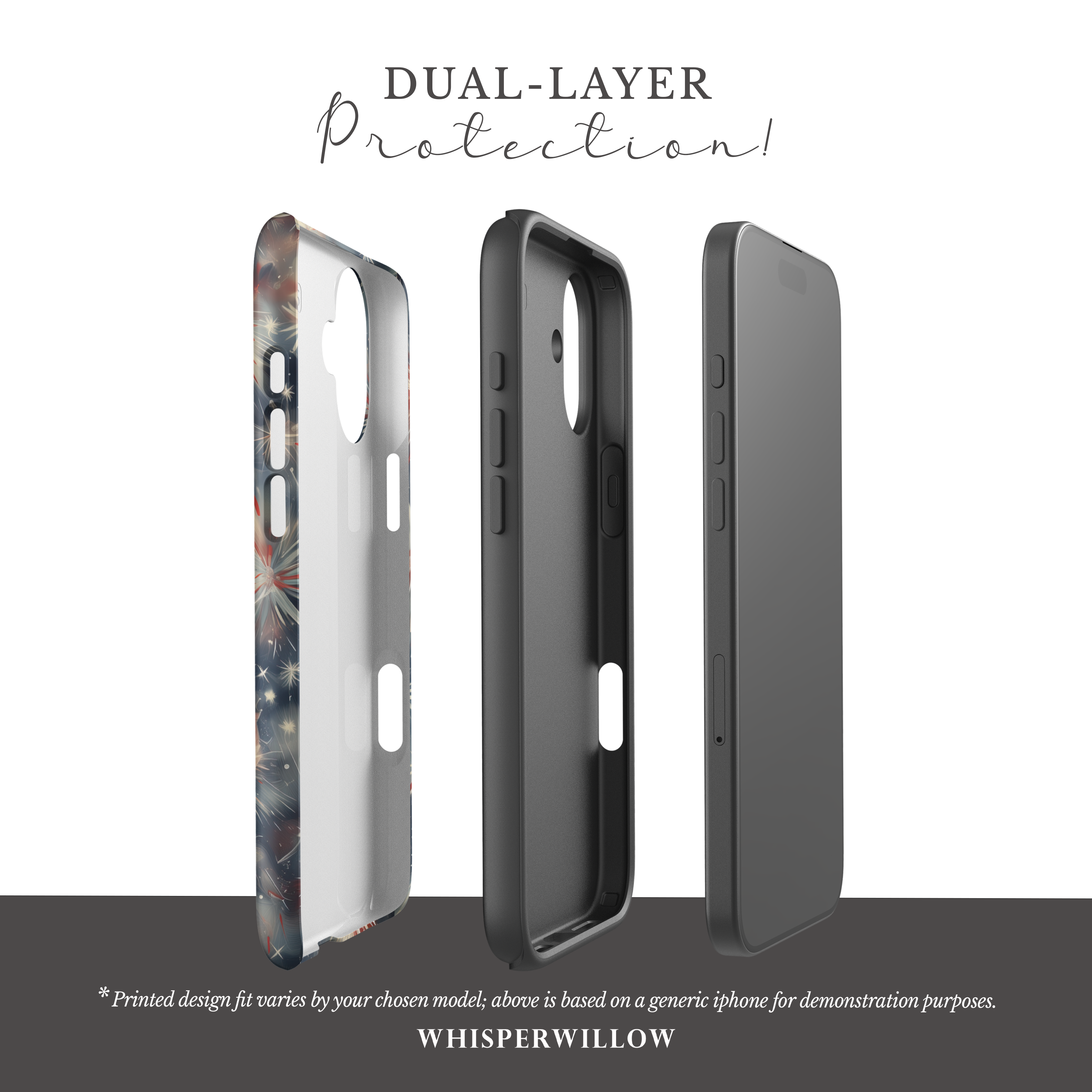 Abstract Fireworks Phone Case | Compatible with iPhone | Patriotic Red White Blue Starburst Cover