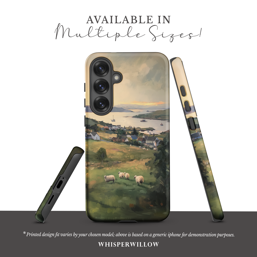 Coastal Sheep Meadow Phone Case | Samsung Compatible | Irish Harbor Village Scenic Cover