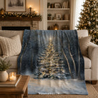 Winter Forest Christmas Throw Blanket - Festive Tree Snowfall Gift