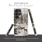 Winter Deer Aesthetic Phone Case Compatible with Samsung – Forest Snow Wildlife Art, Rustic Nature Scenic Design, Outdoor Gift for Him