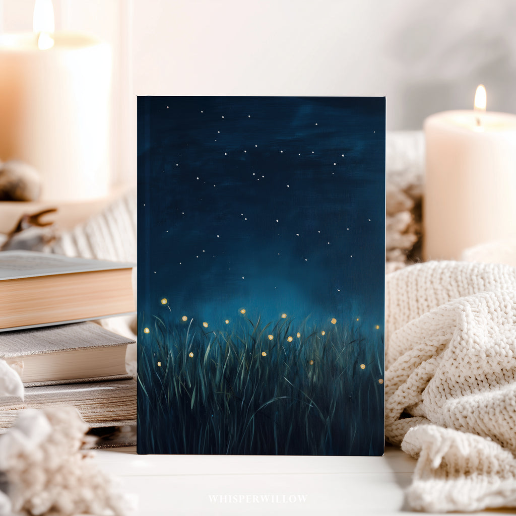Firefly Meadow Hardcover-Notizbuch – Sternenhimmel, Glühwürmchengras, verspieltes Notizbuch-Geschenk