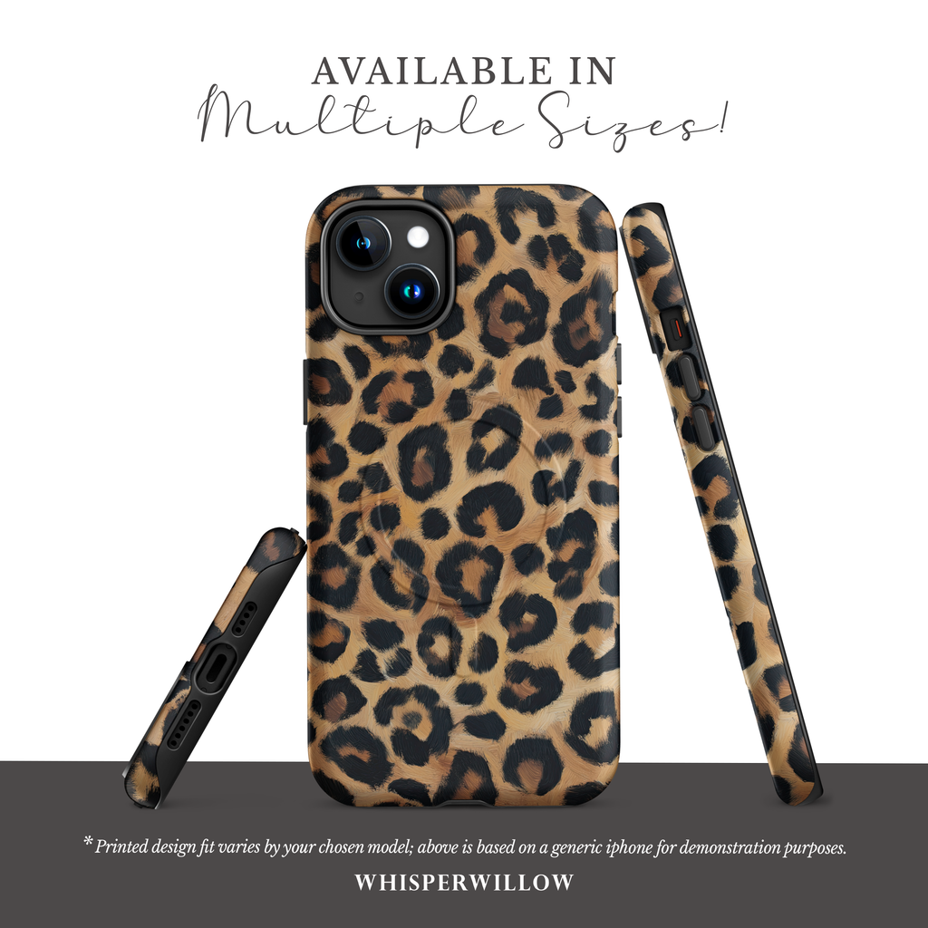 Leopard Print Magnetic Phone Case | iPhone Compatible | Matte Protective Cover