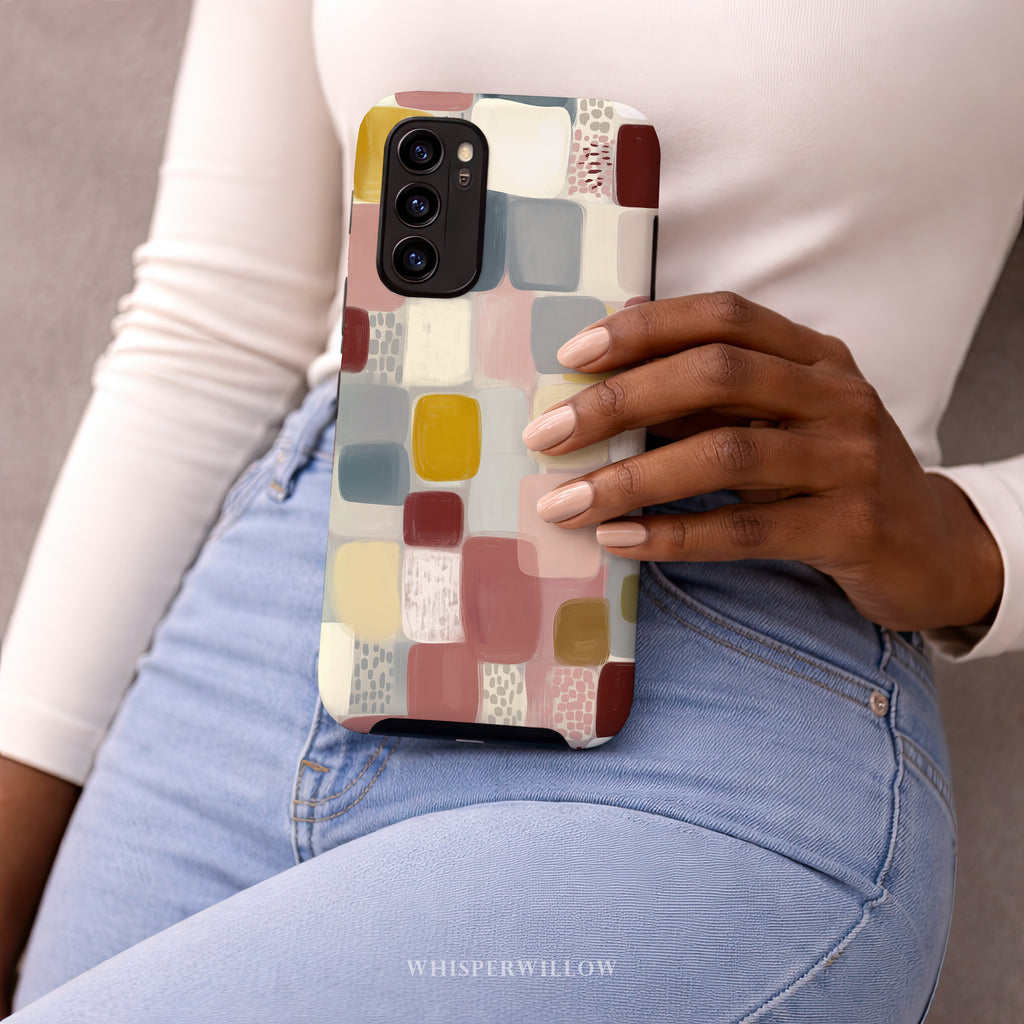 Colorful Geometric Phone Case | Compatible with Samsung | Abstract Cute Artistic Modern Neutral Gift